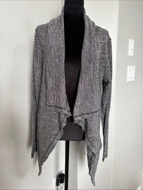 tentree Gray Open-Front Draped Cardigan